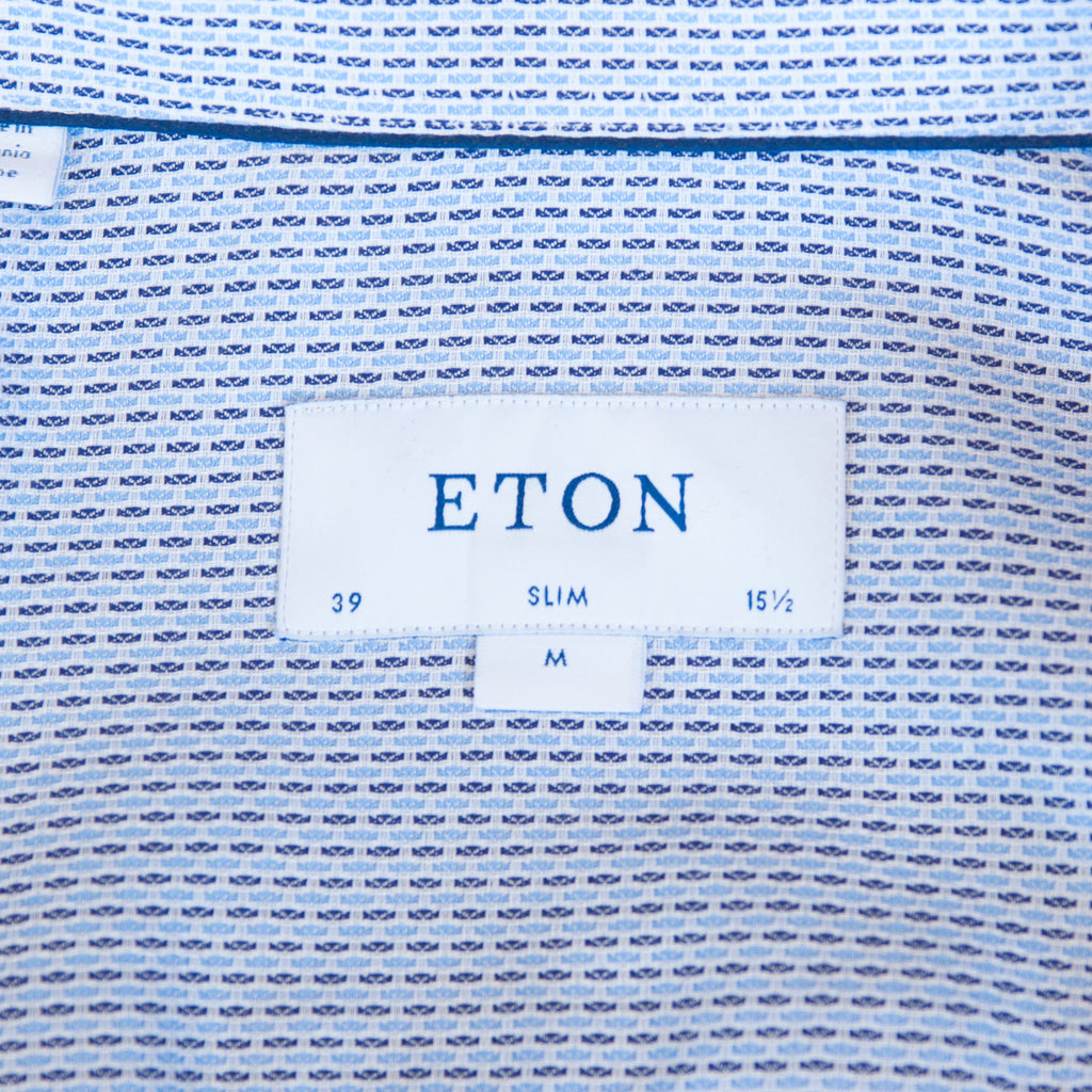 Eton Blue Patterned Slim Fit Dobby Dress Shirt