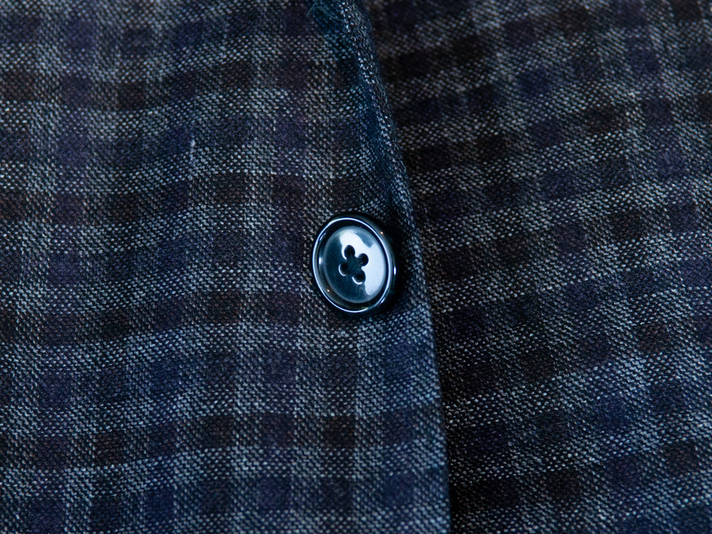 Corneliani Brown on Grey Check Silk Linen Cashmere Academy Blazer