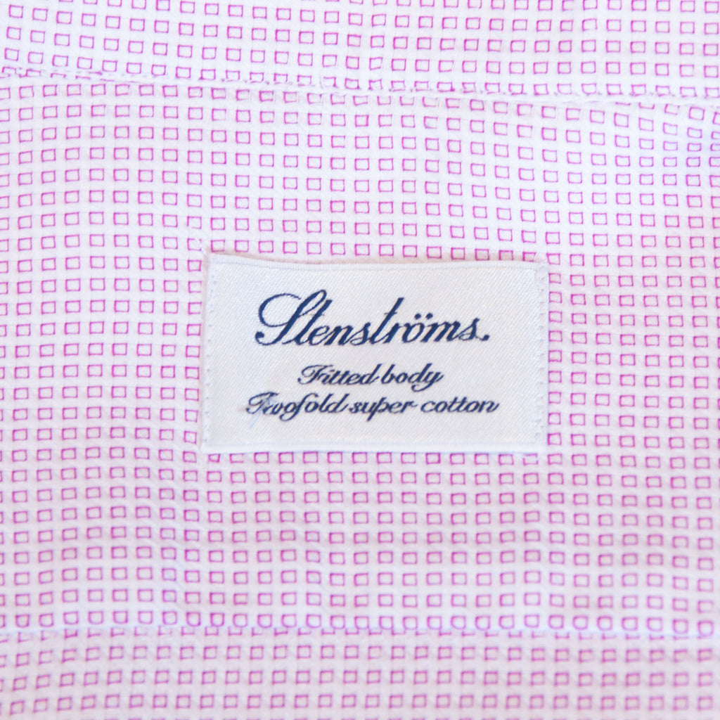 Stenstroms Burgundy on White Box Weave Fitted Body Dress Shirt