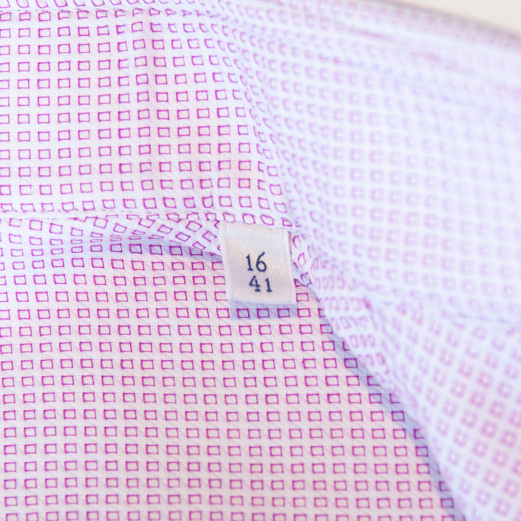 Stenstroms Burgundy on White Box Weave Fitted Body Dress Shirt