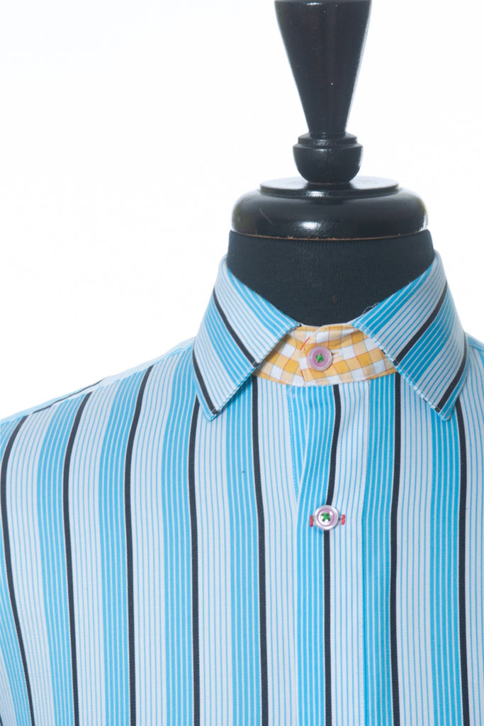 Robert Graham Blue Barcode Stripe Shirt