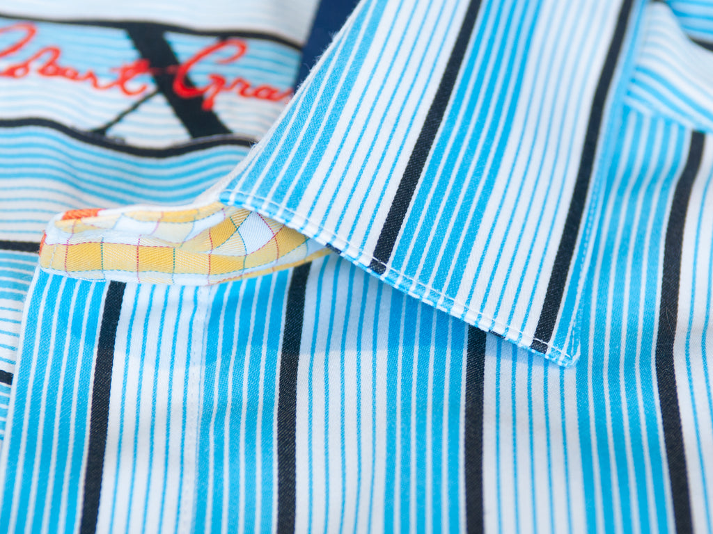 Robert Graham Blue Barcode Stripe Shirt