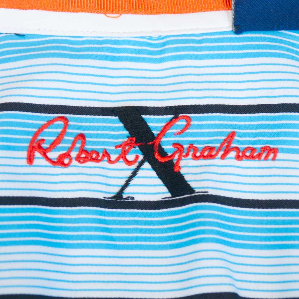 Robert Graham Blue Barcode Stripe Shirt