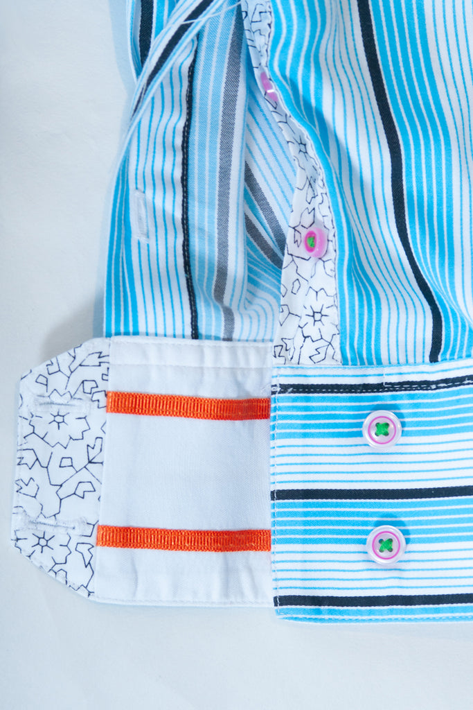 Robert Graham Blue Barcode Stripe Shirt