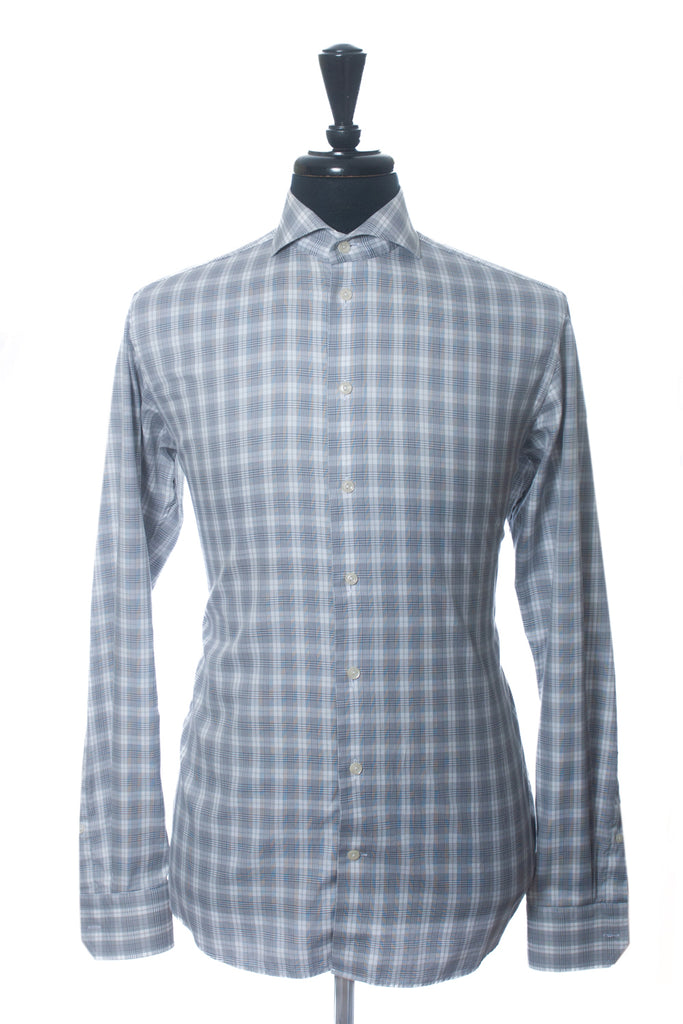 Eton Grey Check Slim Fit Dress Shirt