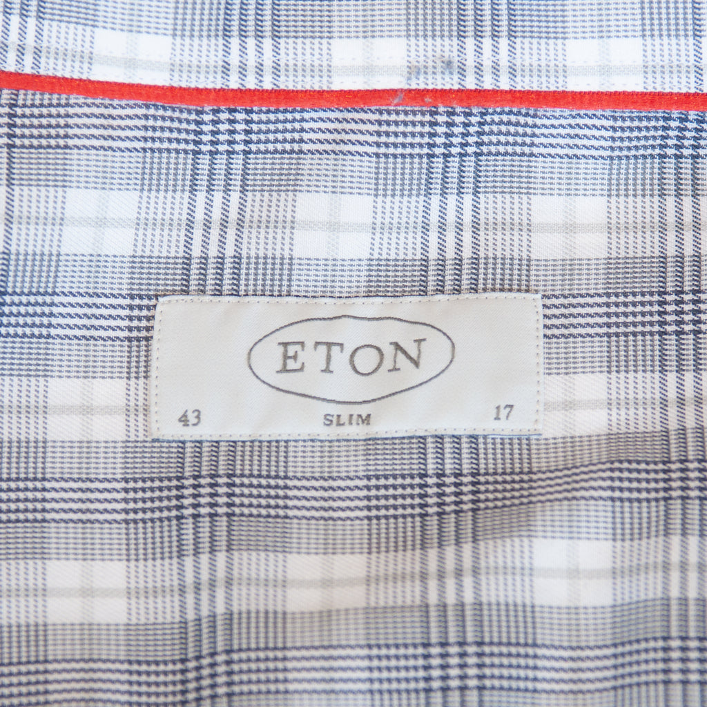 Eton Grey Check Slim Fit Dress Shirt
