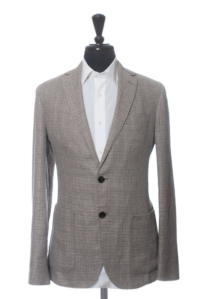 Maurizio Baldassari Brown Linen Blend Hopsack Blazer