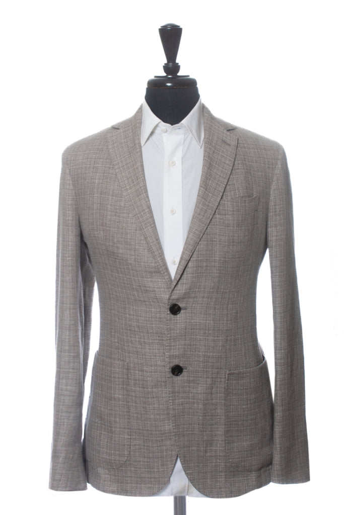 Maurizio Baldassari Brown Linen Blend Hopsack Blazer