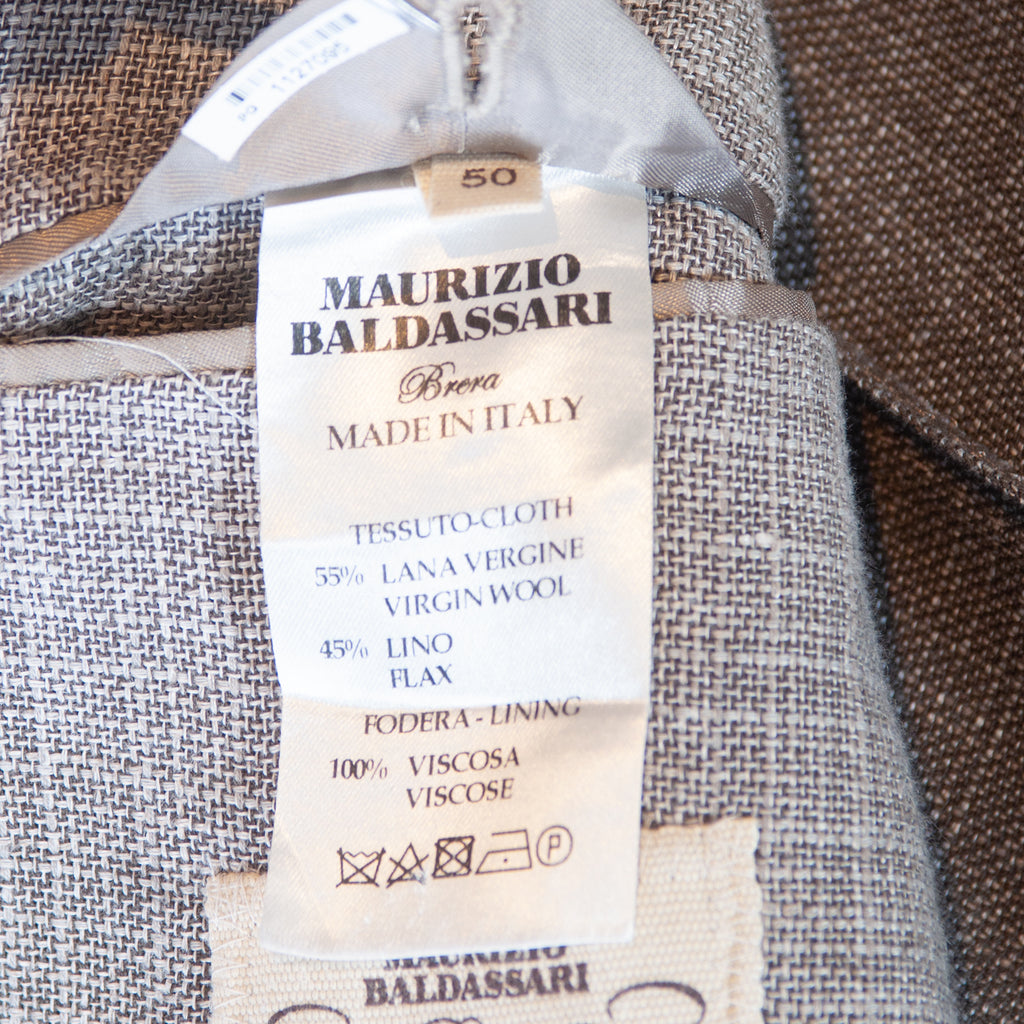 Maurizio Baldassari Brown Linen Blend Hopsack Blazer
