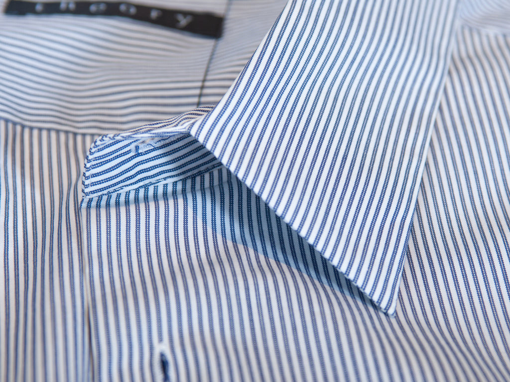 Theory NWT Navy Blue Striped Sylvain Attend Dress Shirt