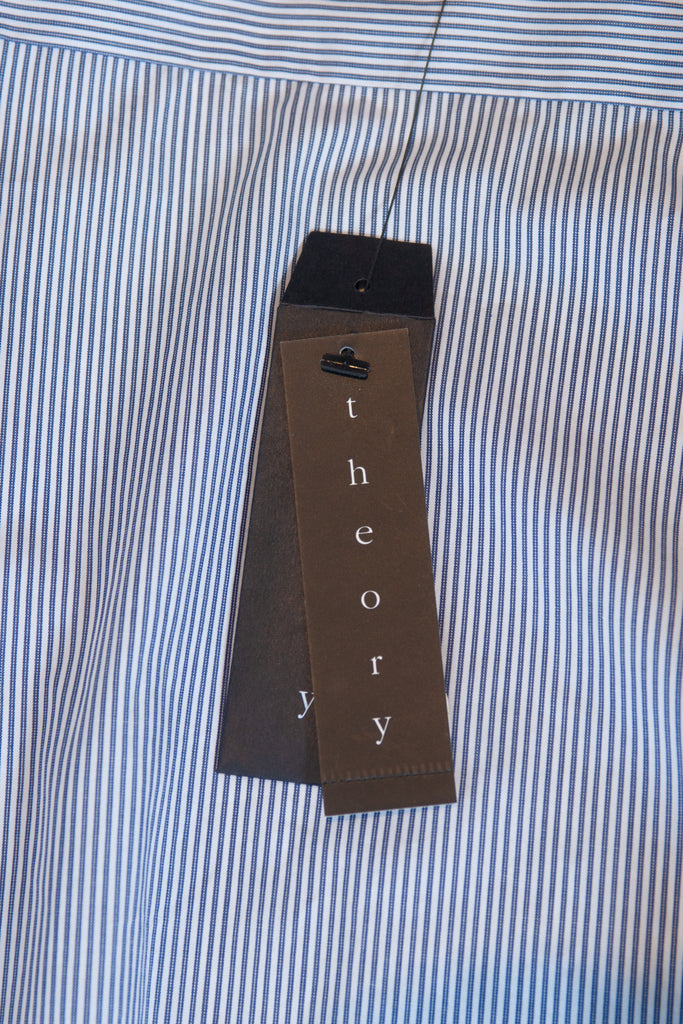 Theory NWT Navy Blue Striped Sylvain Attend Dress Shirt