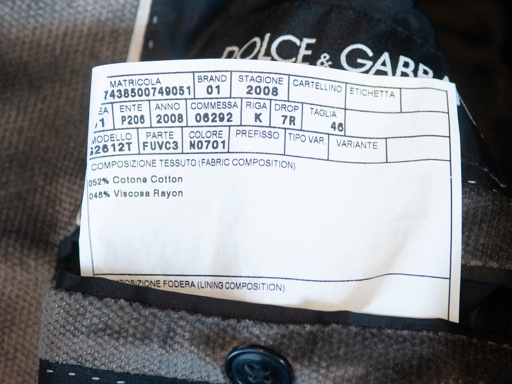 Dolce & Gabbana Grey Velvet Peak Lapel Blazer