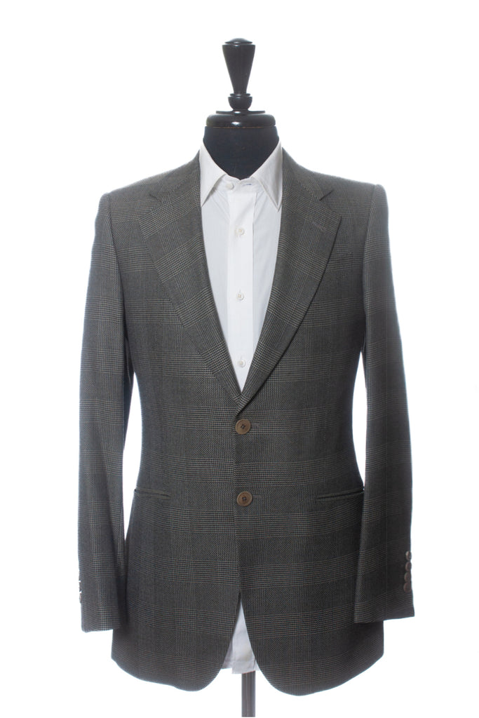 Armani Collezioni Grey Check Silk Blend Blazer