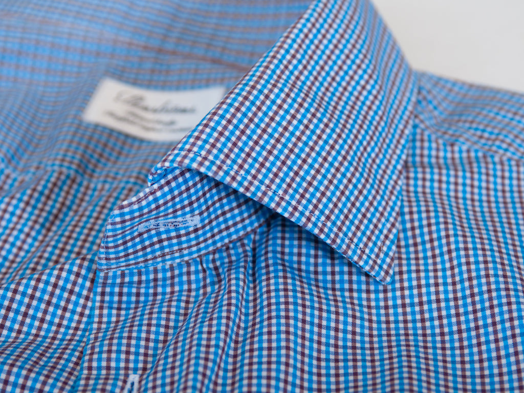 Stenstroms Blue Check Fitted Body Dress Shirt