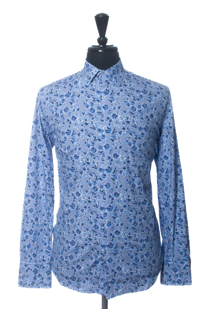 Robert Graham Bold Blue Floral Print Classic Fit Shirt