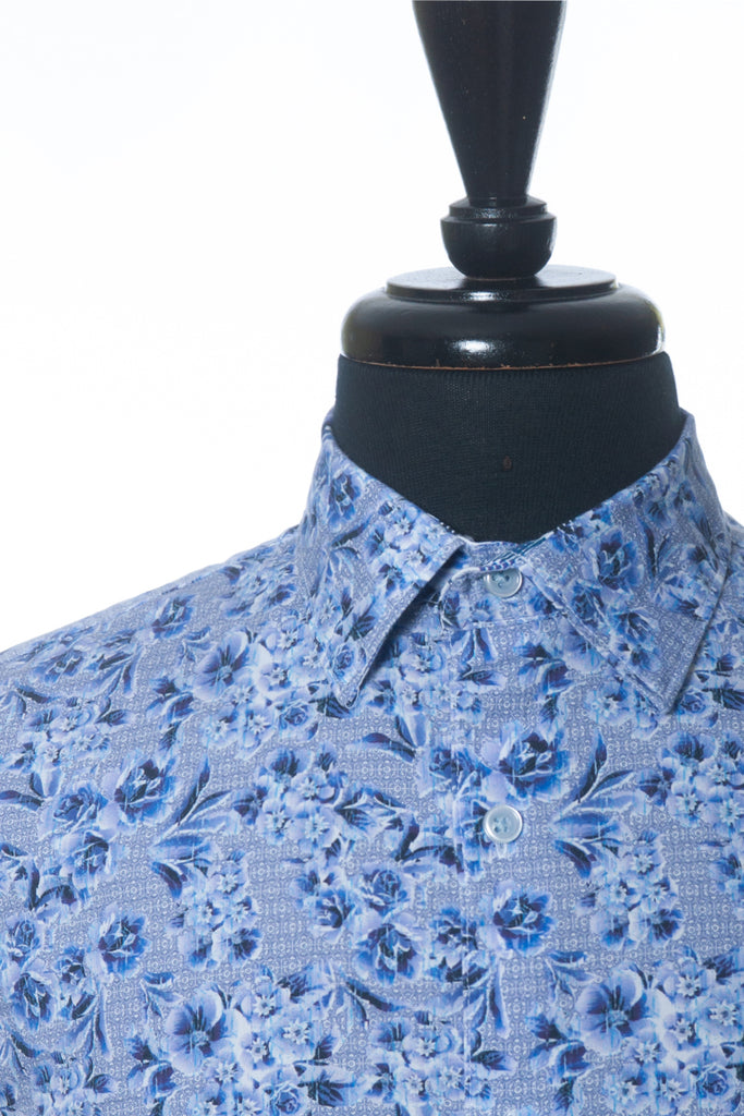 Robert Graham Bold Blue Floral Print Classic Fit Shirt