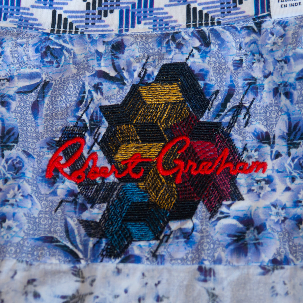 Robert Graham Bold Blue Floral Print Classic Fit Shirt