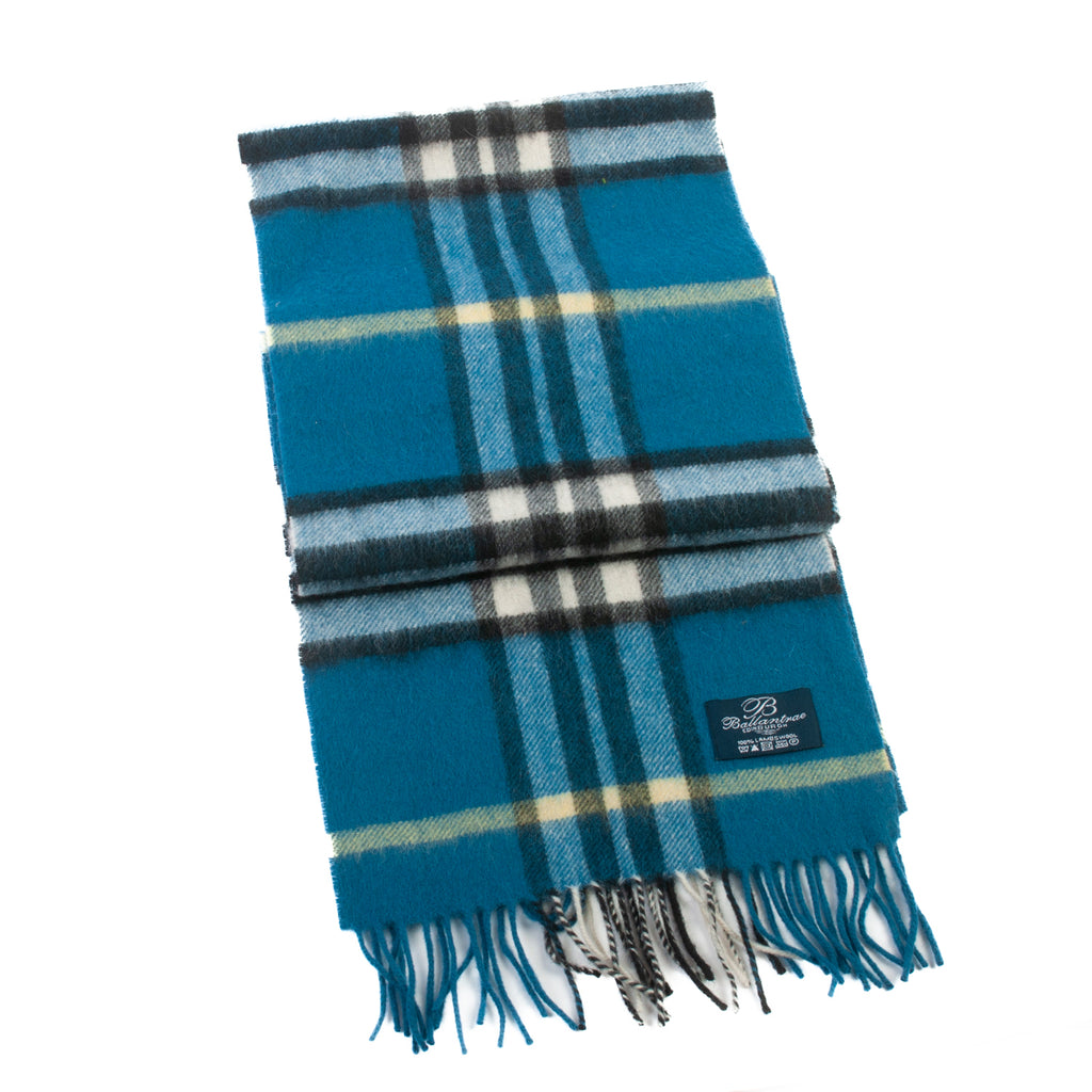 Ballentrae Blue Plaid Lambswool Scarf
