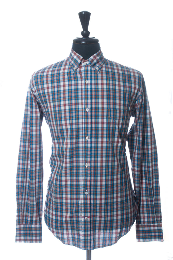 Gustin Brown and Blue Check Button Down Shirt