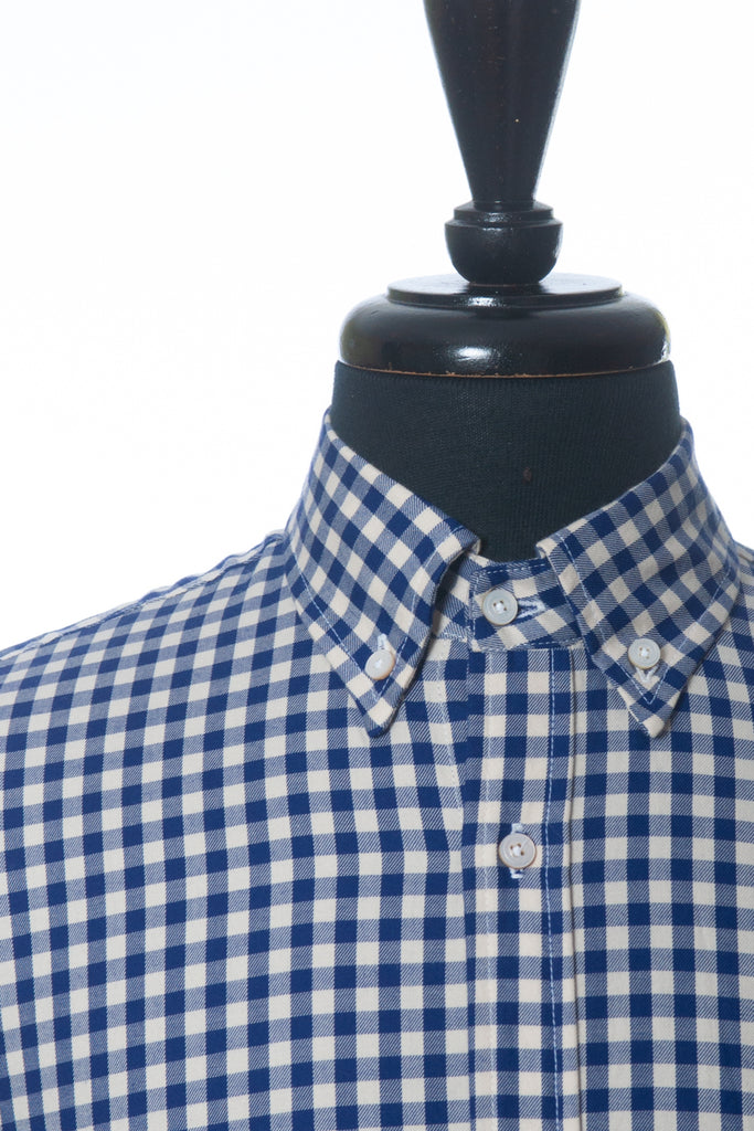 Gustin Navy Blue Gingham Check Button Down Shirt