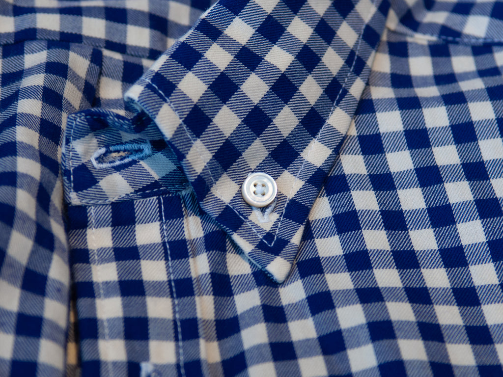 Gustin Navy Blue Gingham Check Button Down Shirt