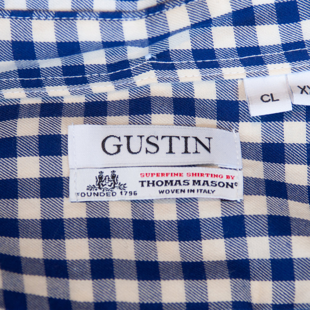 Gustin Navy Blue Gingham Check Button Down Shirt