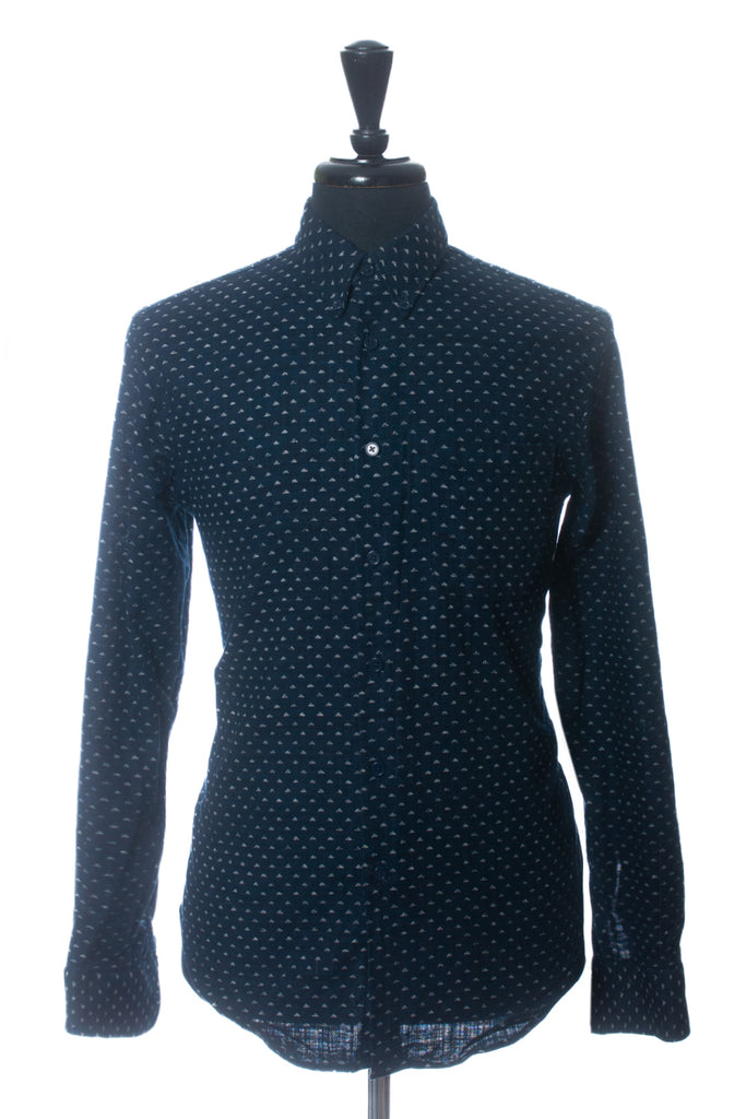 Naked & Famous Navy Blue Kimono Mountains Print Shirt