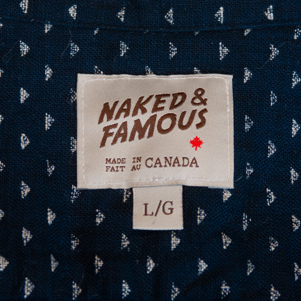 Naked & Famous Navy Blue Kimono Mountains Print Shirt