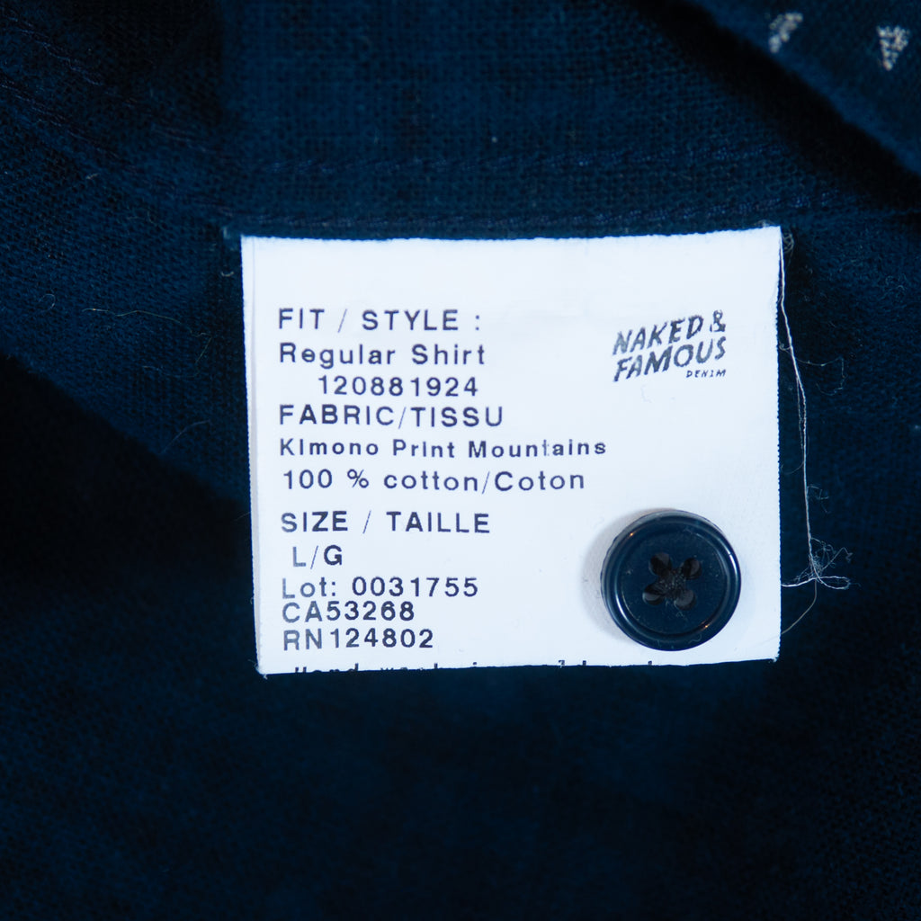 Naked & Famous Navy Blue Kimono Mountains Print Shirt