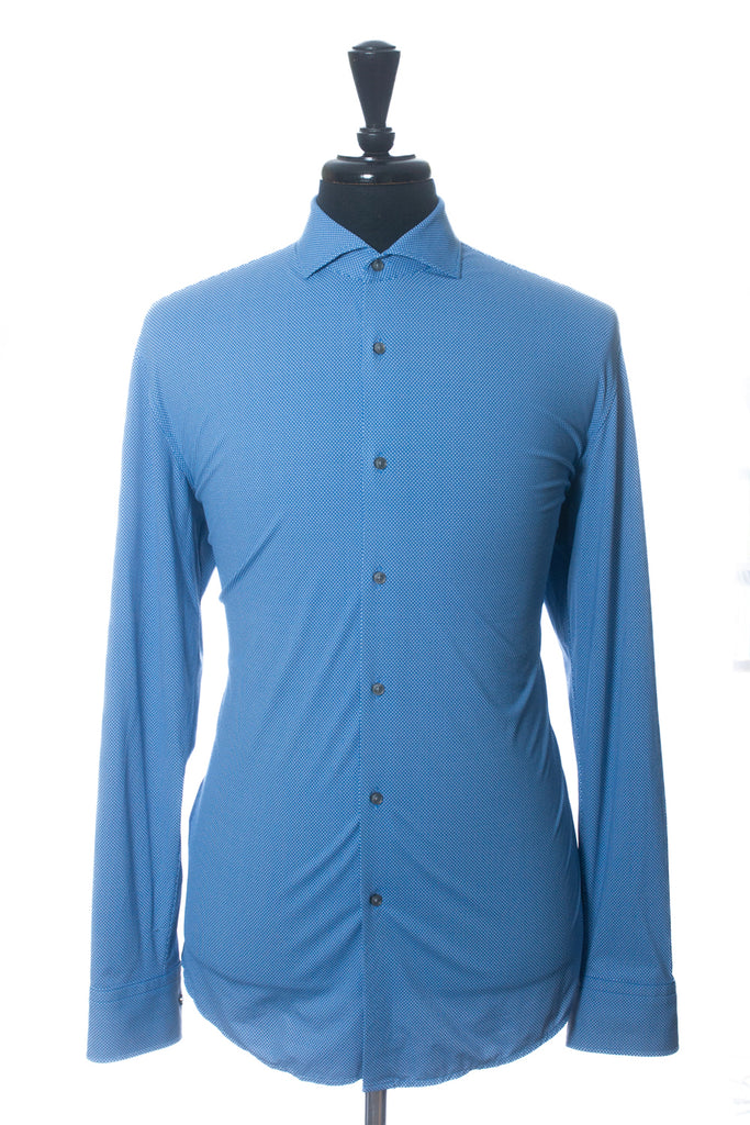 Hugo Boss Jason Blue Birdseye Slim Fit Performance Shirt