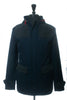 Isaia Napoli Navy Blue Suede Accented Hooded Jacket