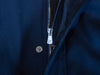 Isaia Napoli Navy Blue Suede Accented Hooded Jacket