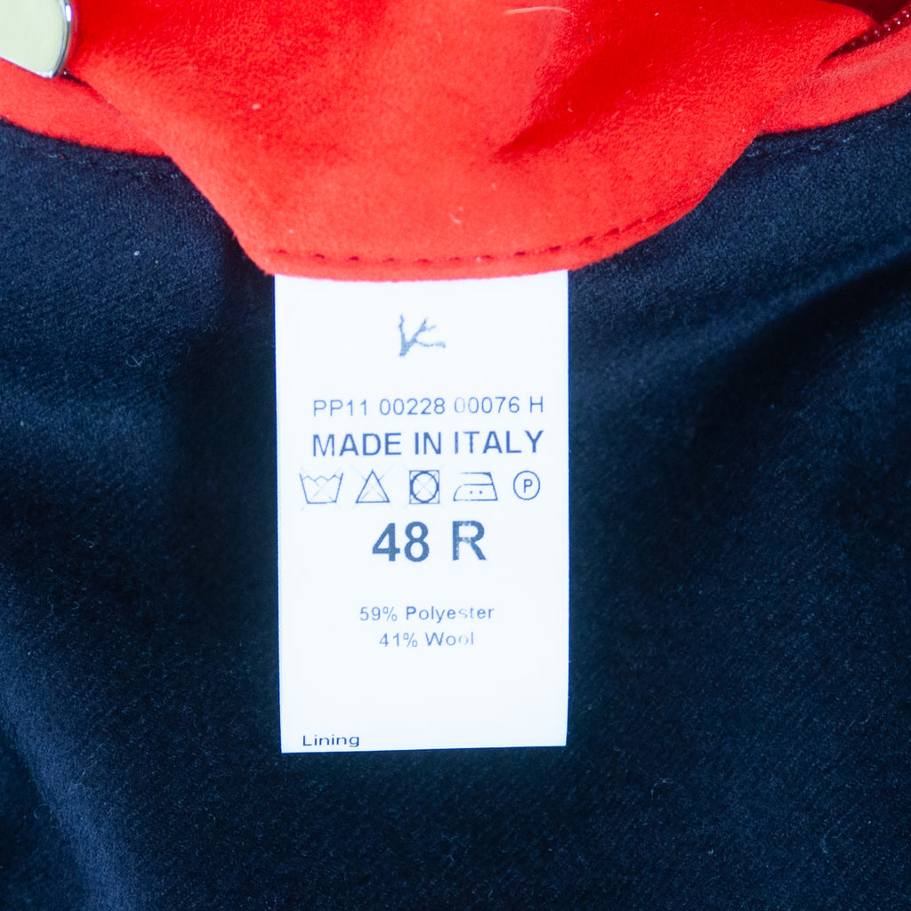 Isaia Napoli Navy Blue Suede Accented Hooded Jacket