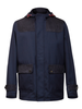 Isaia Napoli Navy Blue Suede Accented Hooded Jacket