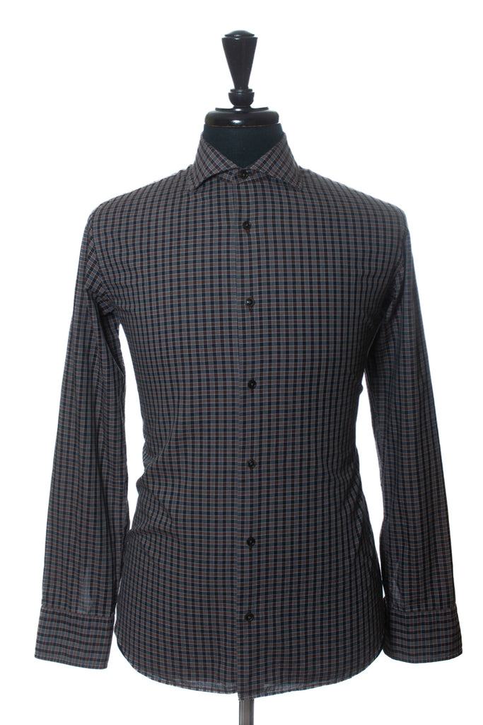 Maurizio Baldessari Brown Check Shirt
