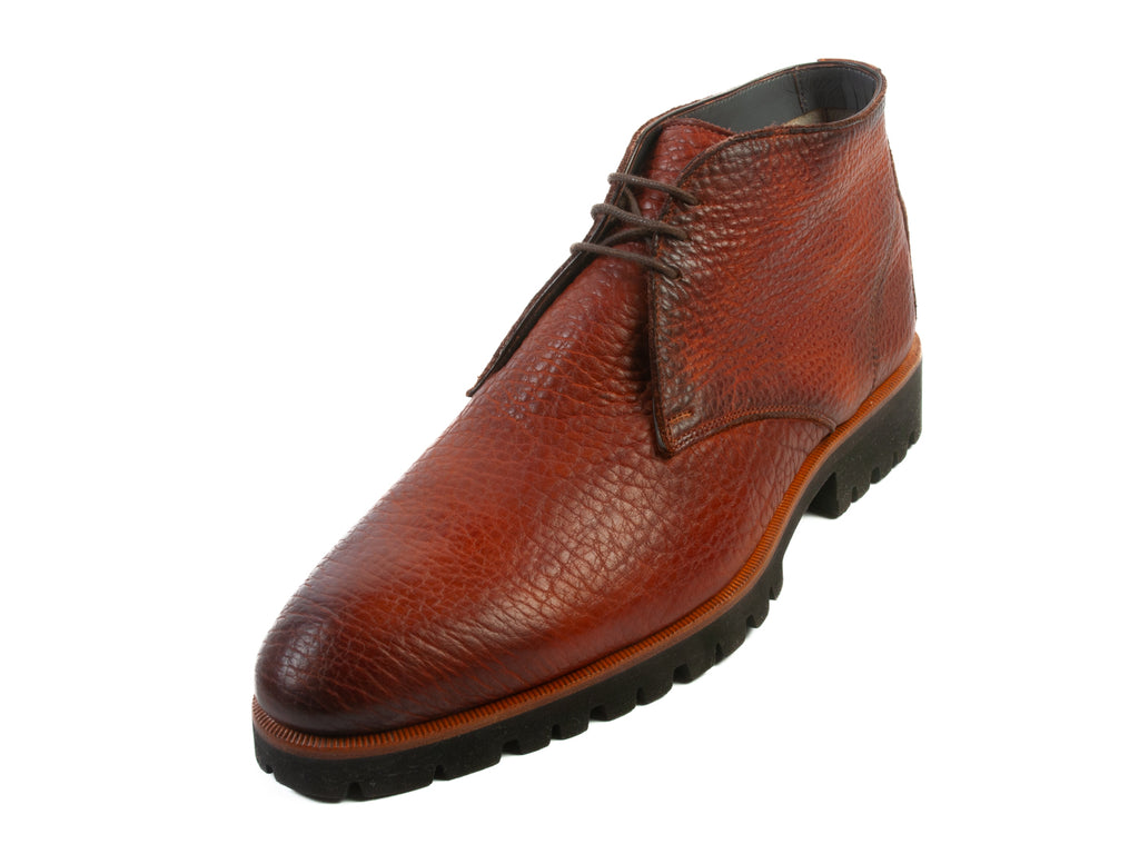 Di Bianco Brown Pebbled Leather Desert Boots