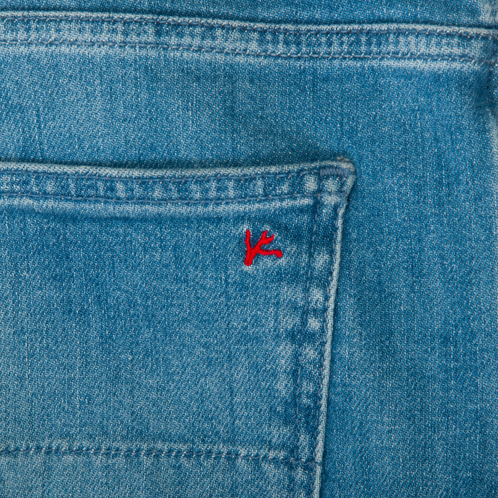 Isaia Washed Blue Stretch Cotton Jeans