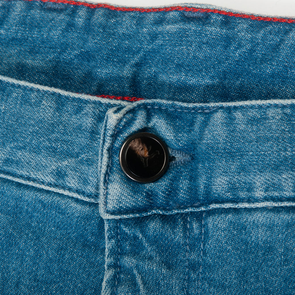 Isaia Washed Blue Stretch Cotton Jeans