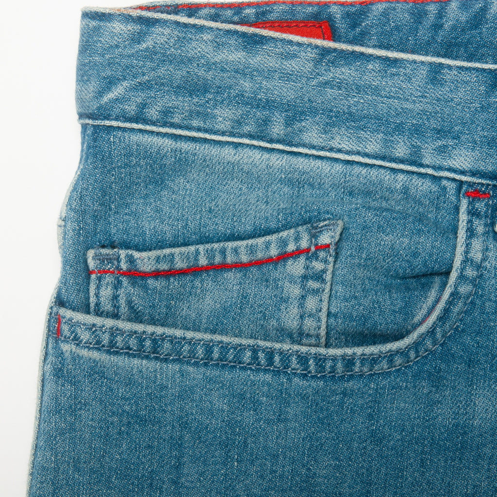 Isaia Washed Blue Stretch Cotton Jeans