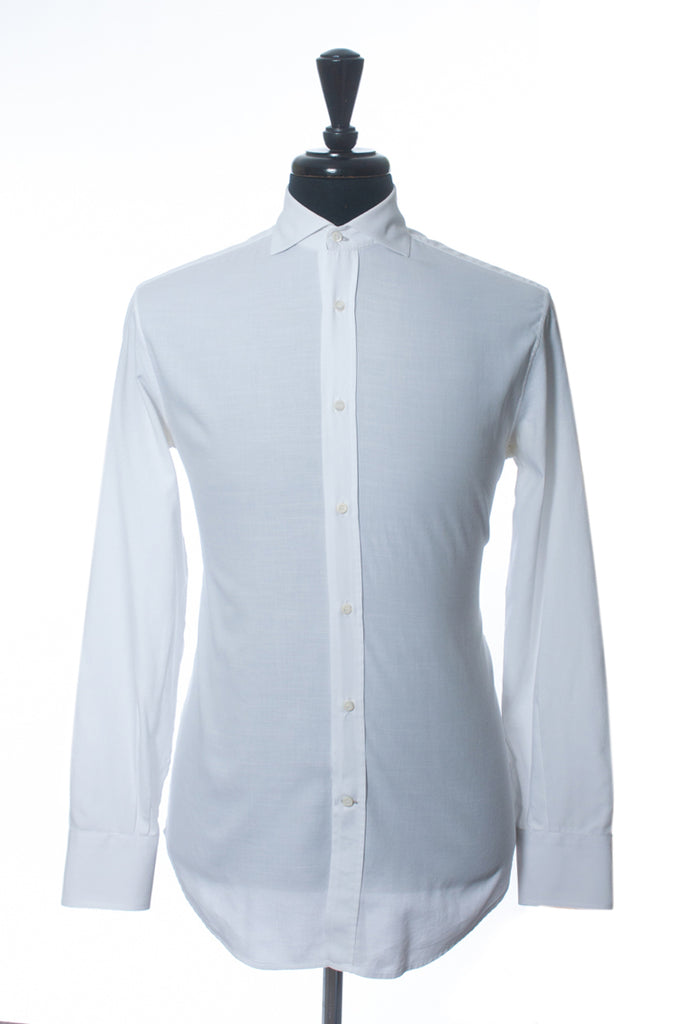 Brunello Cucinelli White Basic Fit Spread Collar Shirt