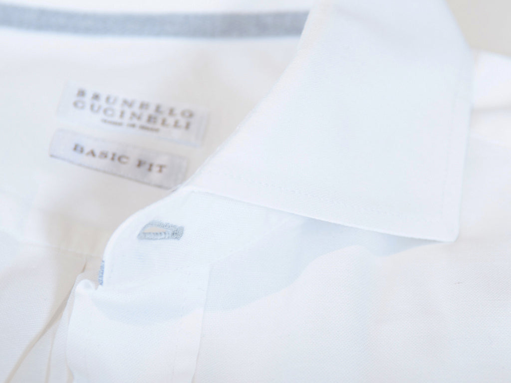 Brunello Cucinelli White Basic Fit Spread Collar Shirt