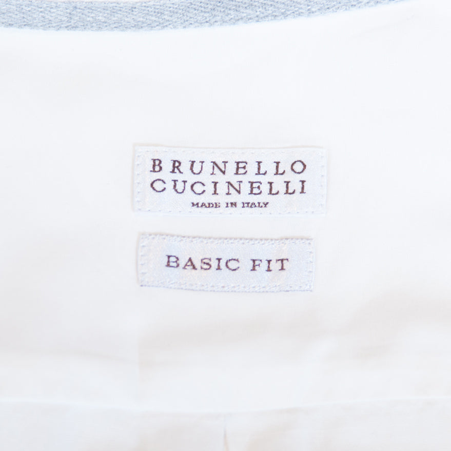 Brunello Cucinelli White Basic Fit Spread Collar Shirt