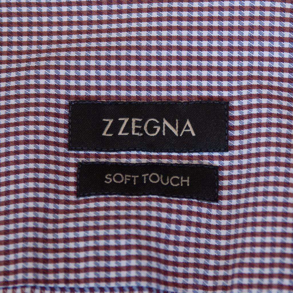ZZegna Brown Check Soft Touch Dress Shirt