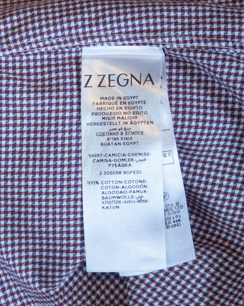 ZZegna Brown Check Soft Touch Dress Shirt