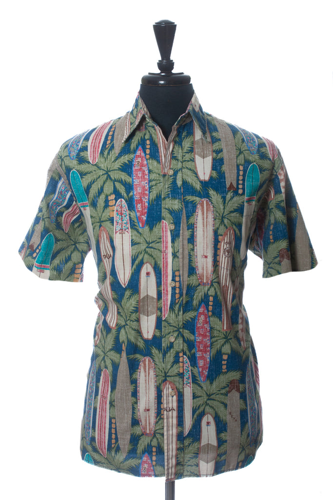 Reyn Spooner Green Surf Print Short Sleeve Shirt