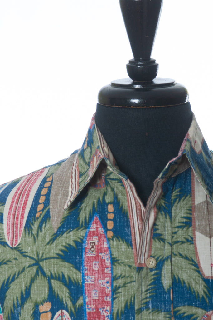 Reyn Spooner Green Surf Print Short Sleeve Shirt