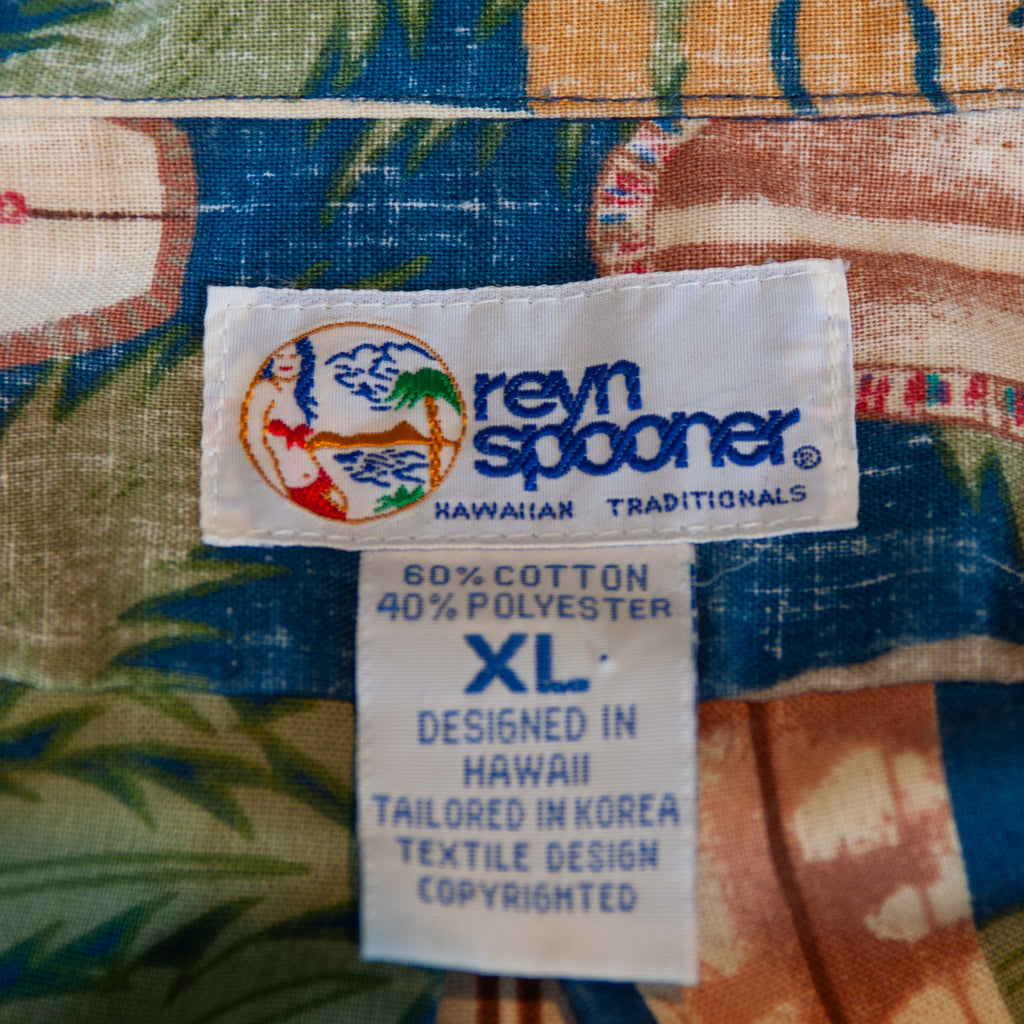 Reyn Spooner Green Surf Print Short Sleeve Shirt