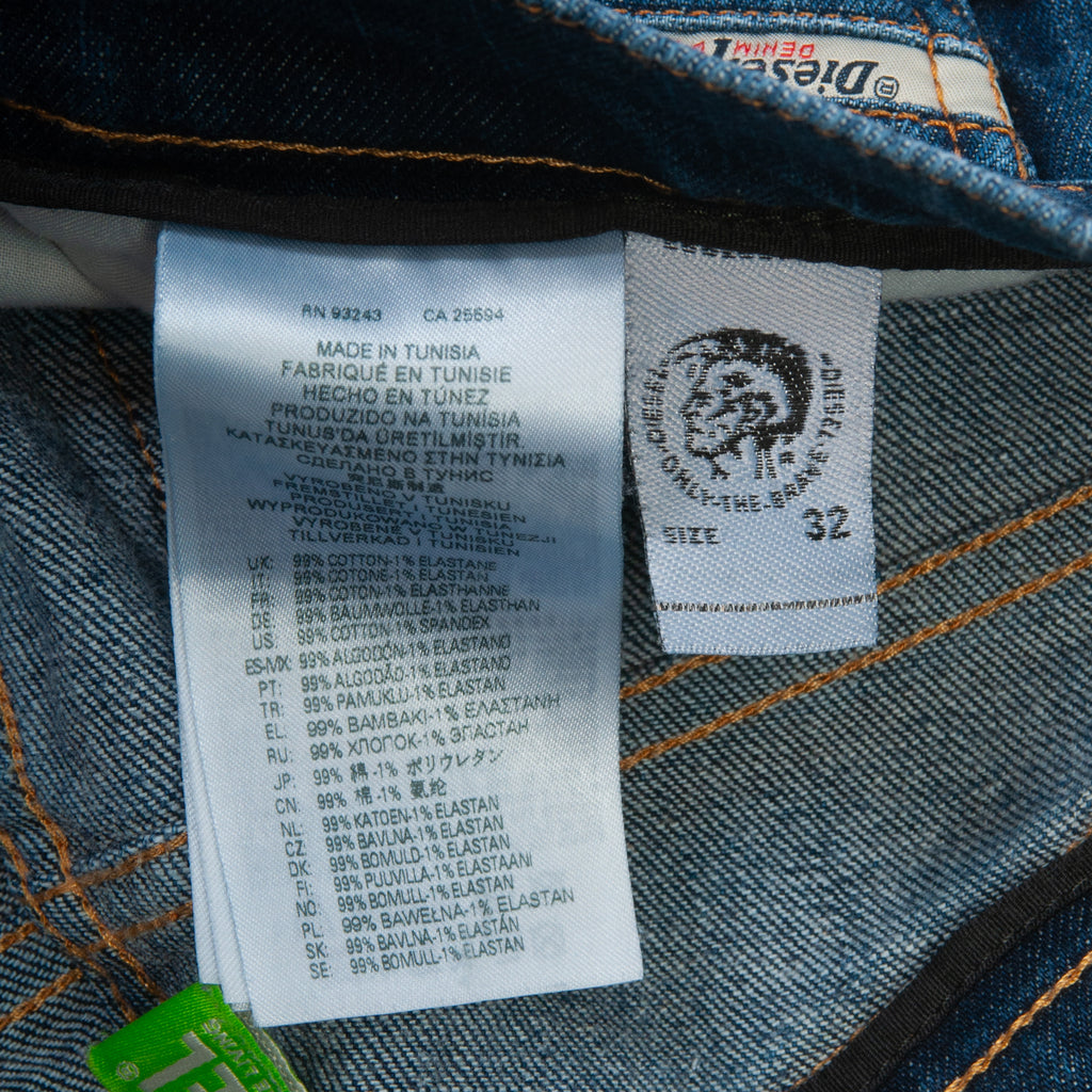 Diesel Blue D-Viker Straight Button Fly Jeans