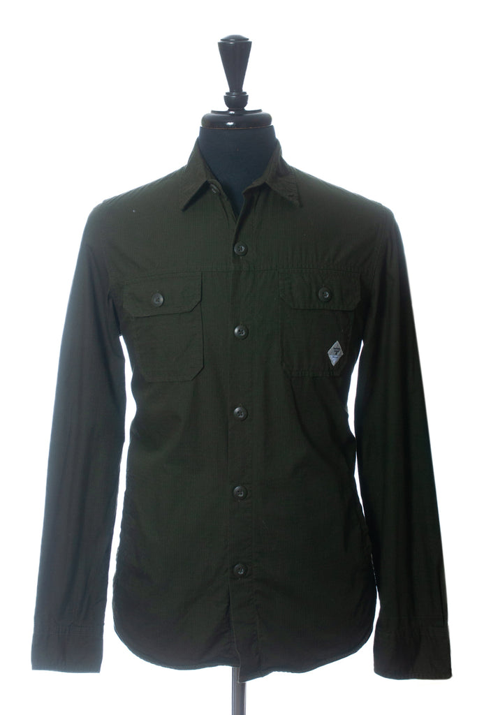 Barbour Beacon Green Rip Stop Cotton Twill Over Shirt