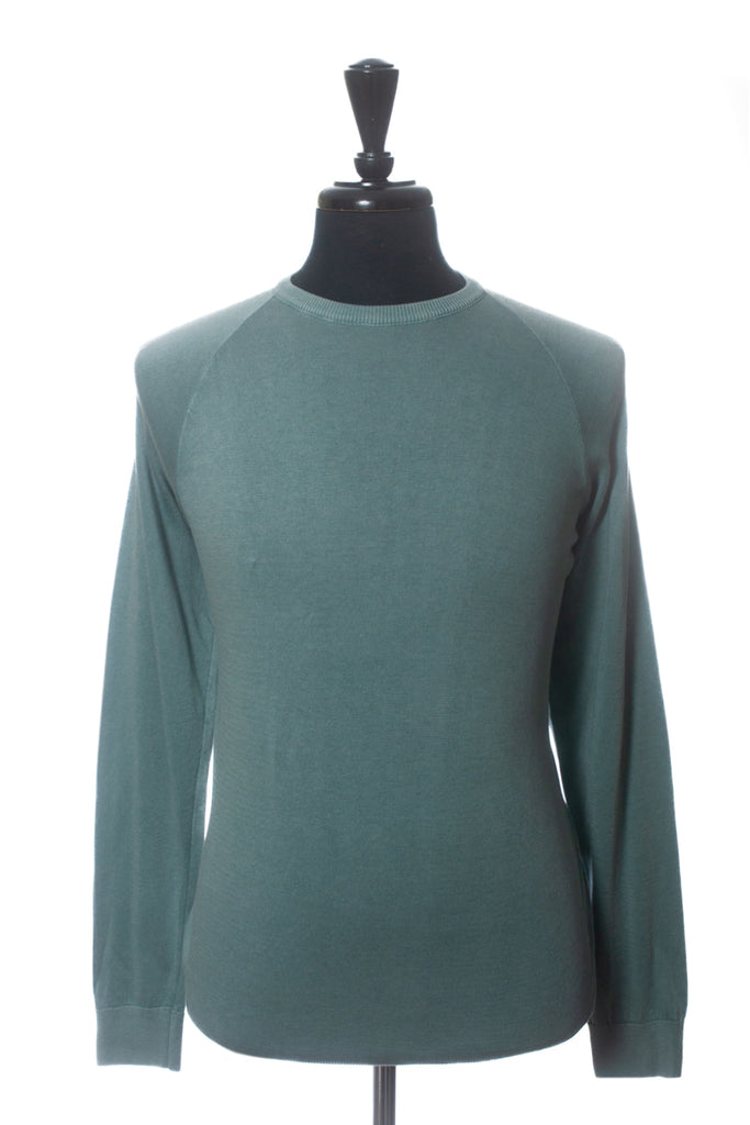 Crossley Green Cotton Cashmere Blend Crew Neck Sweater